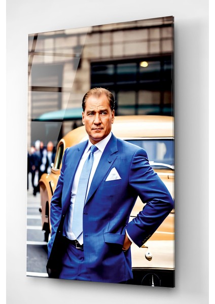 Atatürk Portresi - Yapay Zeka Tasarımlı Cam Tablo, Dekoratif Cam Tablo indirimleri