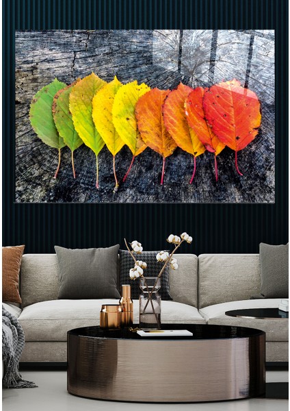 Renk Geçişli Yapraklar Cam Tablo, Dekoratif Cam Tablo indirimleri