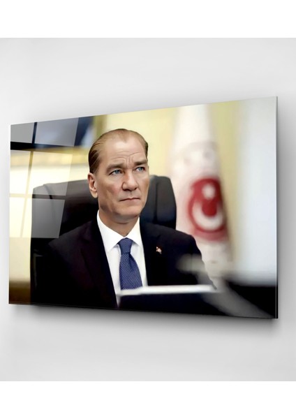 Atatürk Portresi - Yapay Zeka Tasarımlı Cam Tablo, Dekoratif Cam Tablo