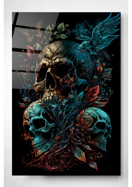 Skulls Cam Tablo, Dekoratif Cam Tablo
