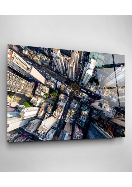 Yukarıdan Şehir Sokakları Cam Tablo, Dekoratif Cam Tablo modelleri