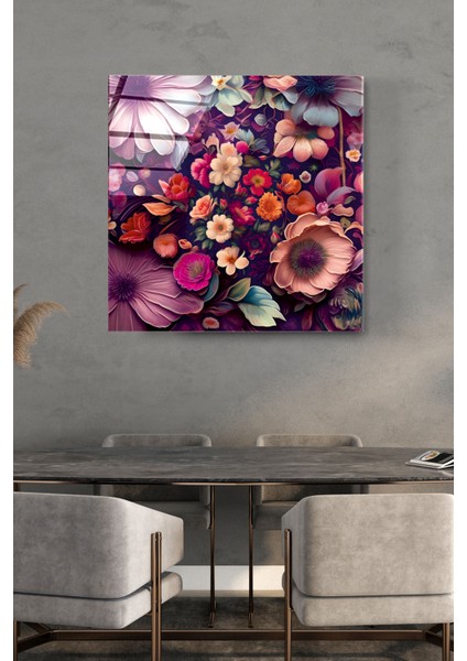 Çiçekler Cam Tablo, Dekoratif Cam Tablo