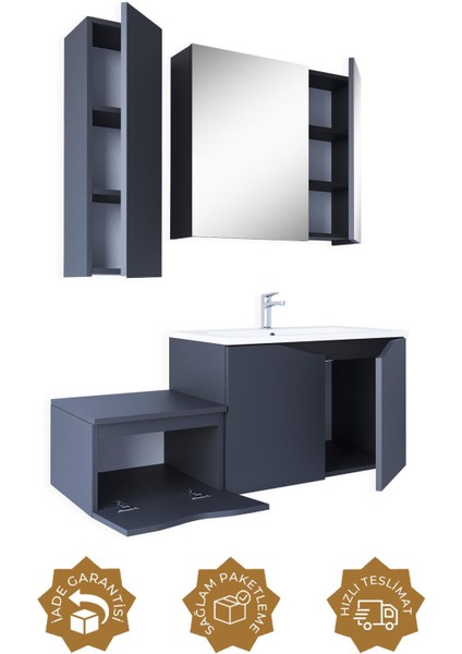 Manila 100CM Mdf Banyo Seti + Boy Dolap fiyatları