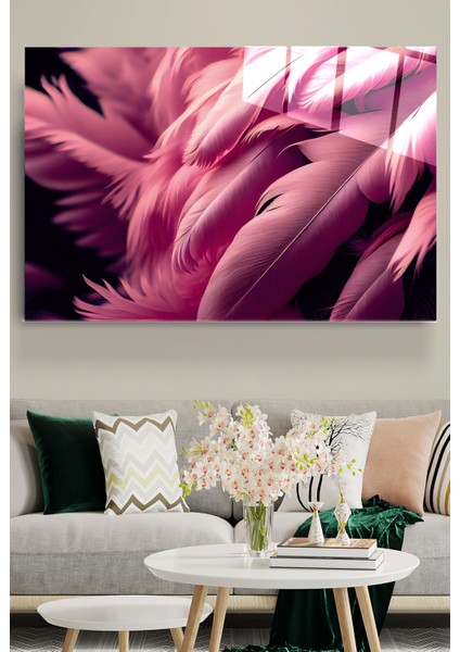 Pembe Tüy Cam Tablo, Dekoratif Cam Tablo
