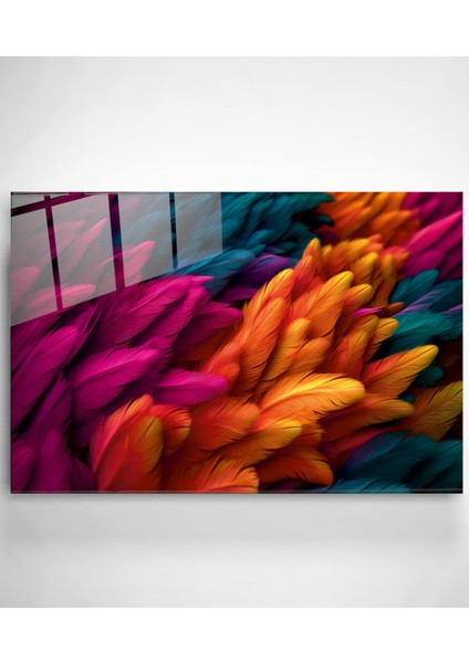 Renkli Tüyler Cam Tablo, Dekoratif Cam Tablo fiyatları