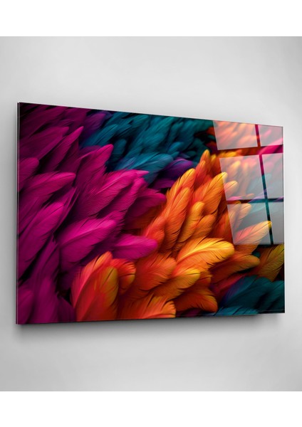 Renkli Tüyler Cam Tablo, Dekoratif Cam Tablo modelleri