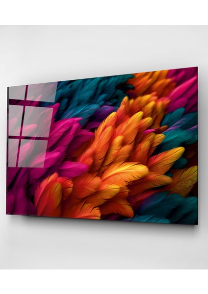 Renkli Tüyler Cam Tablo, Dekoratif Cam Tablo indirimleri