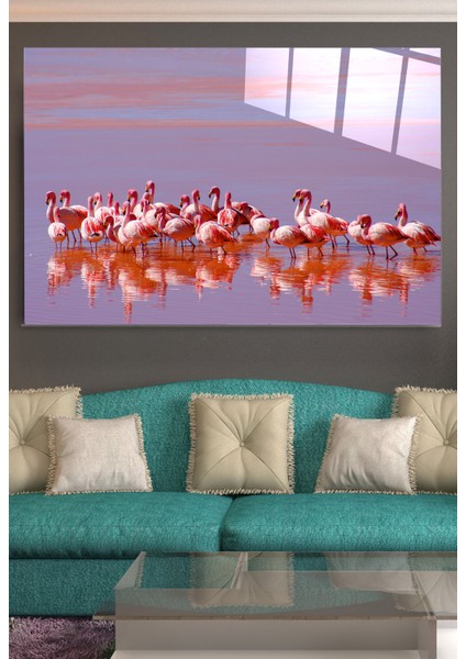 Flamingolar Cam Tablo, Dekoratif Cam Tablo