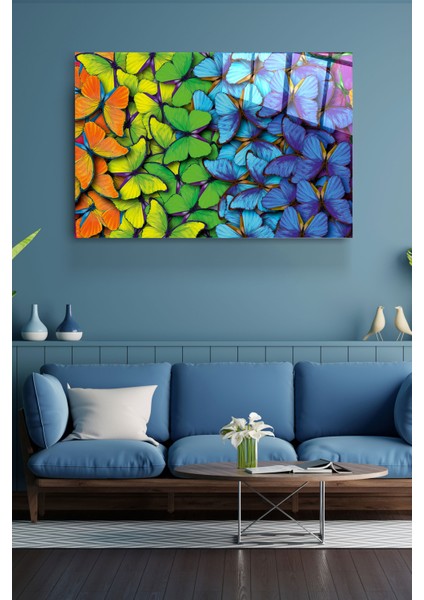 Colorful Butterflies Cam Tablo, Dekoratif Cam Tablo fırsatları