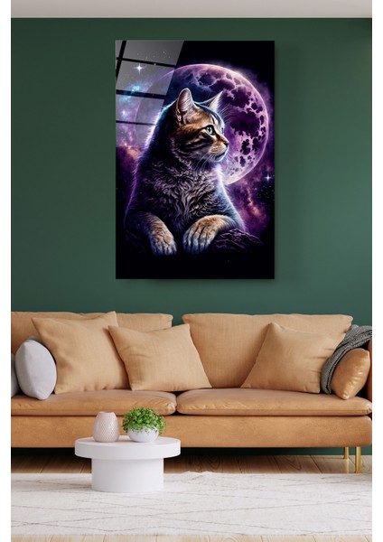 Kedi ve Dolunay Cam Tablo, Dekoratif Cam Tablo modelleri