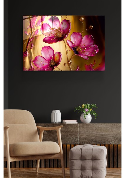 Pink Flowers Cam Tablo, Dekoratif Cam Tablo fırsatları