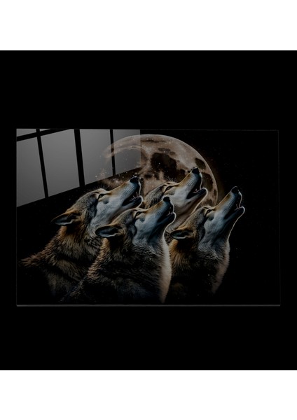 LED Aydınlatmalı Dolunay ve Kurtlar Cam Tablo, Işıklı Cam Tablo fırsatları