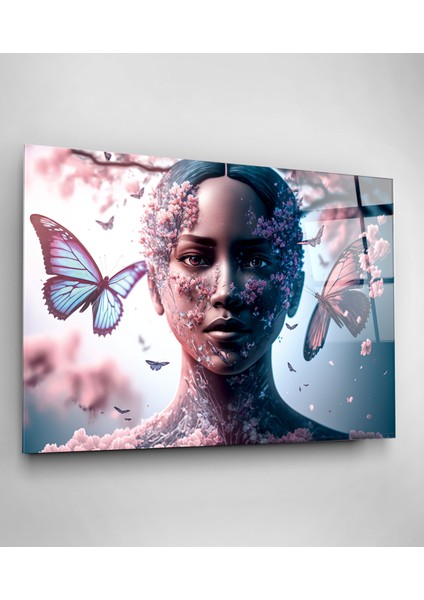 Kadın ve Kelebek Cam Tablo, Dekoratif Cam Tablo modelleri