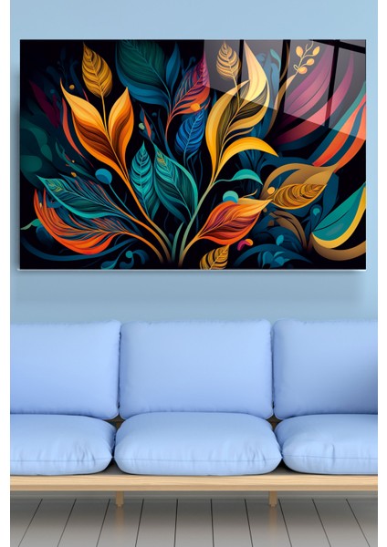 Detay Yapraklar Cam Tablo, Dekoratif Cam Tablo