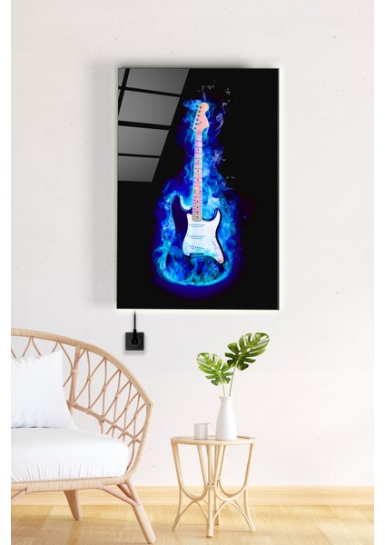 LED Aydınlatmalı Elektro Gitar Cam Tablo, Işıklı Cam Tablo