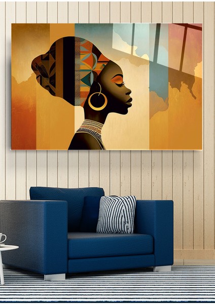 Afrikalı Kadın Cam Tablo, Dekoratif Cam Tablo