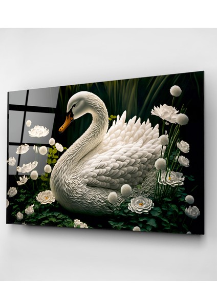 Beyaz Kuğu Cam Tablo, Dekoratif Tablo indirimleri
