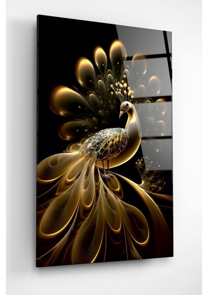 Gold Tavus Kuşu Cam Tablo, Dekoratif Cam Tablo modelleri