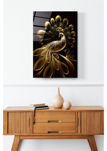 Gold Tavus Kuşu Cam Tablo, Dekoratif Cam Tablo fırsatları