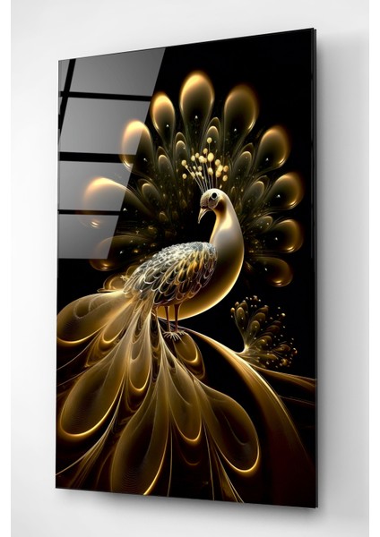 Gold Tavus Kuşu Cam Tablo, Dekoratif Cam Tablo indirimleri