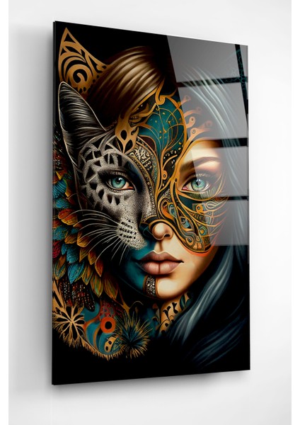 Cat Mask Girl Cam Tablo, Dekoratif Cam Tablo fiyatları