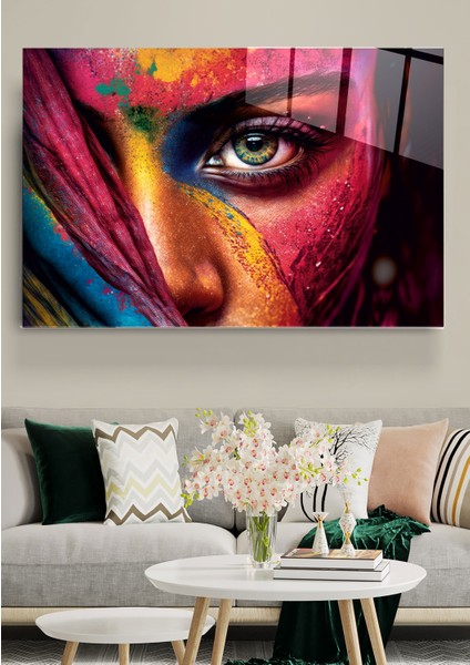 Colorful Woman Cam Tablo, Dekoratif Cam Tablo