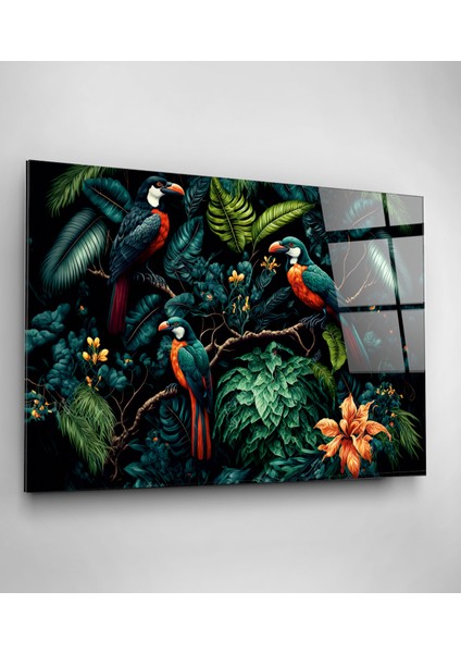 Green Birds Cam Tablo, Dekoratif Cam Tablo modelleri