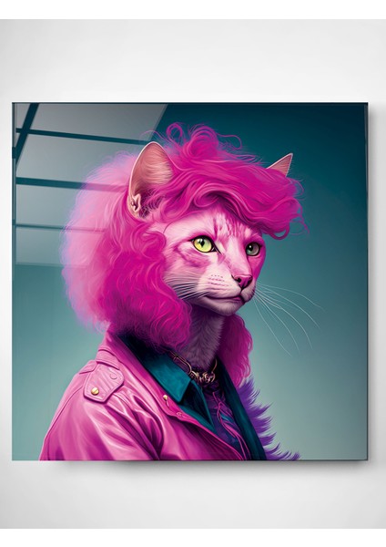 Kedi Portre Cam Tablo, Dekoratif Cam Tablo modelleri