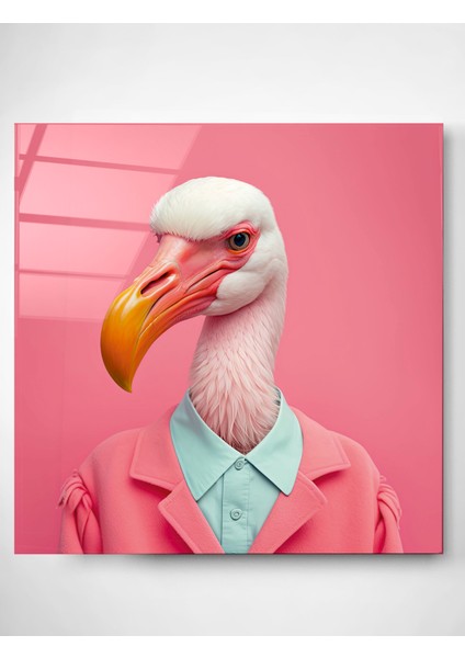 Flamingo Portre Cam Tablo, Dekoratif Cam Tablo modelleri