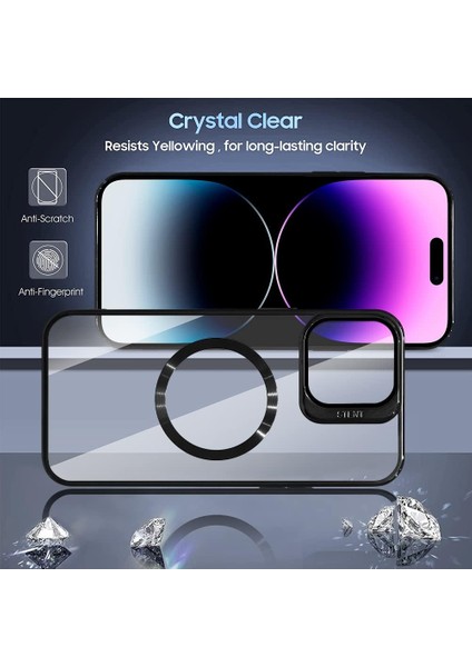iPhone 15 Pro Max Kılıf Standlı Kamera Koruma Çerçeveli Magsafe Şarj Arkası Sararmaz Sert Şeffaf indirimleri