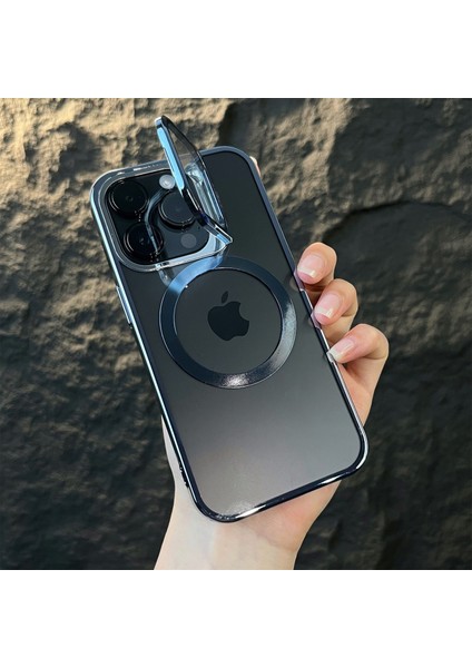 iPhone 15 Pro Uyumlu Kılıf Standlı Kamera Koruma Çerçeveli Magsafe Şarj Arkası Sararmaz Sert Şeffaf fiyatları