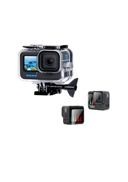 Gopro 9/10/11/12 Uyumlu Su Geçirmez Kılıf ve Kırılmaz Cam