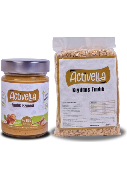 Şekersiz Fındık Ezmesi 320GR %100 Fındıklı + Kıyılmış Iç Fındık 500GR