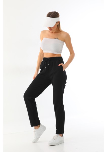 Siyah Mevsimlik Düz Paça Yüksek Bel Klasik Straight Kadın Eşofman Altı modelleri