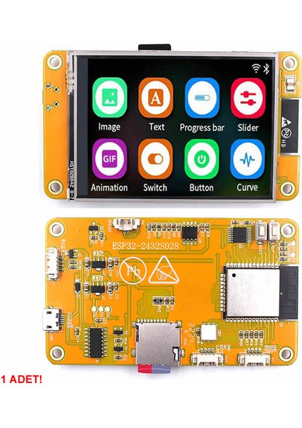 ESP32-2432S028R 2.8 Inch Rezistif Dokunmatik Tft LCD Modül 240X320 Pixel Rgb LED Ldr USB Uart Io Se
