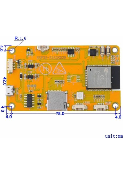 ESP32-2432S028R 2.8 Inch Rezistif Dokunmatik Tft LCD Modül 240X320 Pixel Rgb LED Ldr USB Uart Io Se
