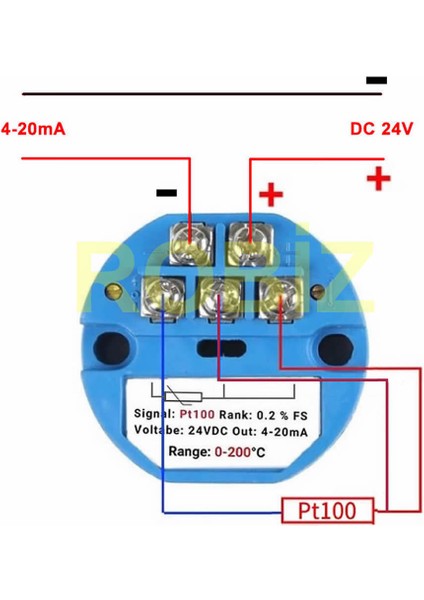 PT100 Sıcaklık Sensör Sinyali Için 4-20MA Çevirici Transmitter Modül 0c / 200C Dc 24V Rtd Termometr