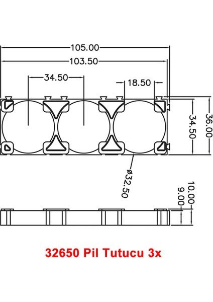 32650 Pil Tutucu 3x 3'lü 32700 Lityum Lion Lipo Batarya Pil Yuvası