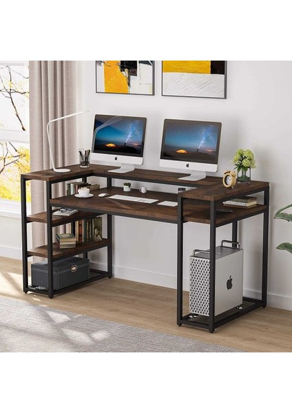 Monitor Raflı Çalışma Masası