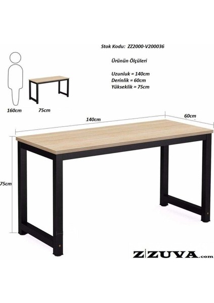 Tasarım 60X140CM Siyah Ofis Mutfak Çalışma Masası