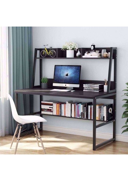 Tasarım Siyah Ev Ofis Kitaplıklı Metal Çalışma Masası