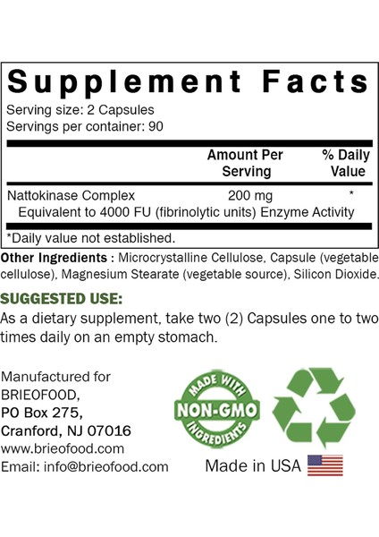 Nattokinase 4,000 Fu Fibrinolytic Unit 180 Kapsül Büyük Boy fiyatları