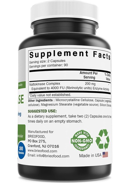 Nattokinase 4,000 Fu Fibrinolytic Unit 180 Kapsül Büyük Boy modelleri