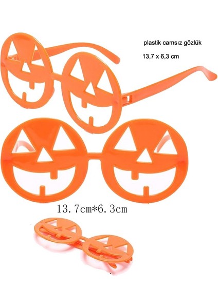 Halloween Camsız Balkabağı Şekilli Parti Gözlüğü 12 Adet Turuncu Renk fiyatları