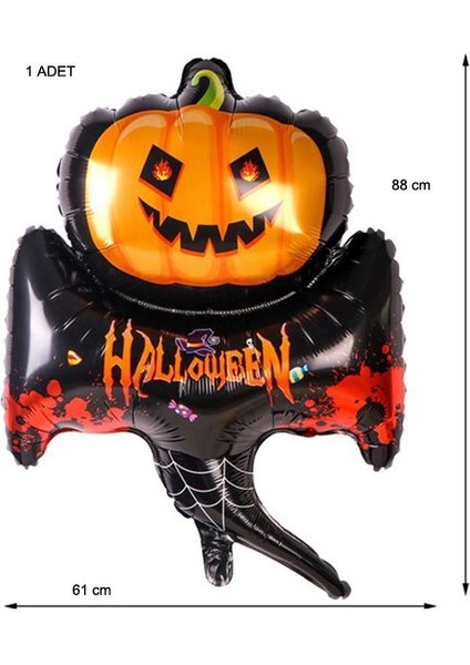 Halloween Kuyruklu Balkabağı Şekilli Süpershape Folyo Balon 1 Adet 88X61 cm