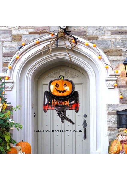 Halloween Kuyruklu Balkabağı Şekilli Süpershape Folyo Balon 1 Adet 88X61 cm modelleri