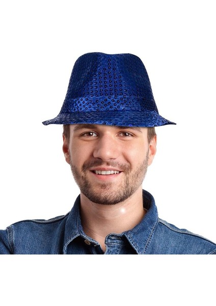Koyu Mavi Renk Pullu Michael Jackson Şapkası Yetişkin 1 Adet Gösteri