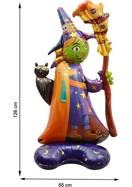 Halloween 3D Cadı Şekilli Süpershape Folyo Balon 1 Adet 126X65 cm fiyatları