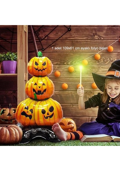 Halloween 3 Lü Balkabağı Şekilli Süpershape Folyo Balon 109X61 cm 1 Adet