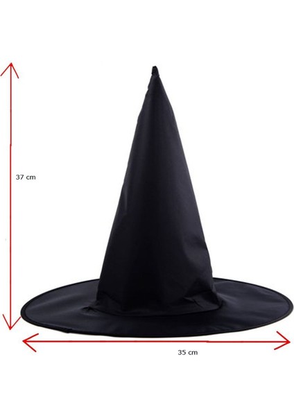 Halloween Siyah Renk Dralon Kumaş Cadı Şapkası Yetişkin 1 Adet modelleri